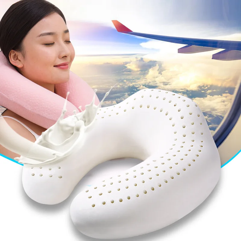 

Natural Latex U Shape Neck Pillow Orthopedic Cushion Massage Cervical Airplane Car Neck Cushion Relief Pain Plane Travel Pillow