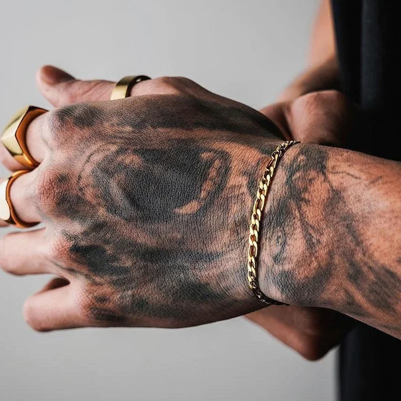 Браслет-цепочка Figaro мужской ширина 3/5/7 мм застежка-карабин нержавеющая сталь