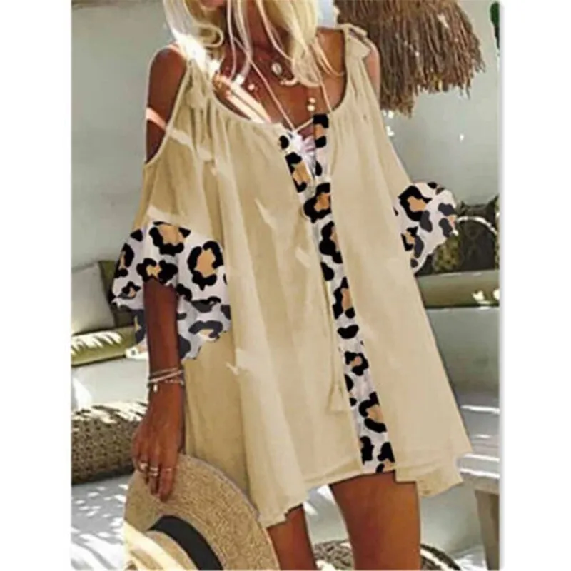 

Sundress V Neck Casual Womens Shoulder Summer Ladies Mini Dress Holiday