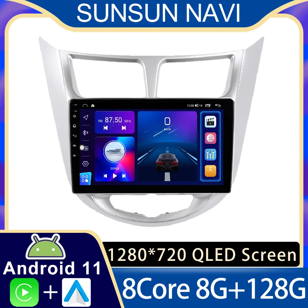 

Автомагнитола на Android 11 для Hyundai Solaris 1 Accent 2010-2016, стерео, мультимедийный видеоплеер, навигация GPS, беспроводной Carplay RDS