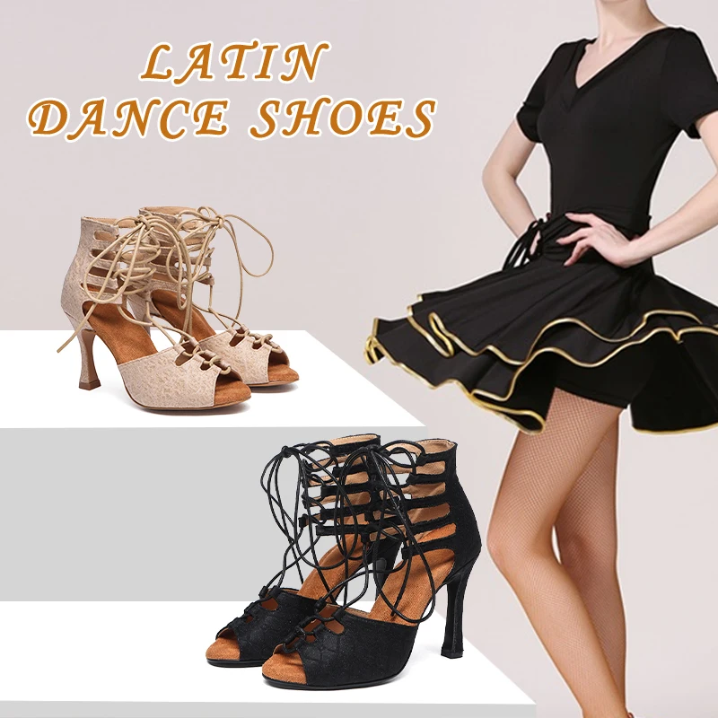 Hipposeus Women Dance Shoes Girls Latin Salsa Ladies Ballroom Soft Bottom Modern Tango Dancing Shoes Hight Heel Professional