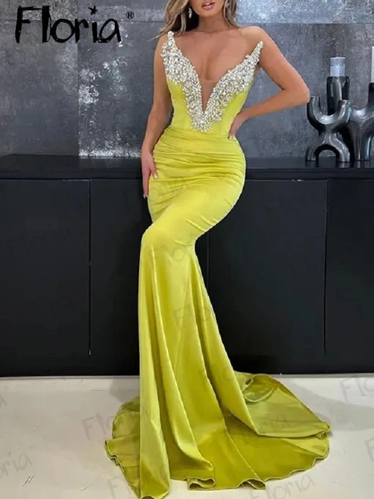

Vestidos De Noche Soft Shiny Mermaid Party Gowns Pageant Night Dresses with Crystals 2023 Evening Dresses Long Luxury 2023