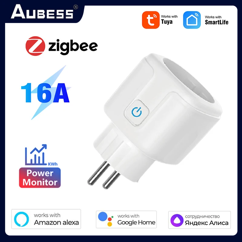

Tuya 16A Smart ZigBee Plug EU Power Monitor Smart Home Wireless Timer Socket Works With Alexa Google Home Alice Smart Life App