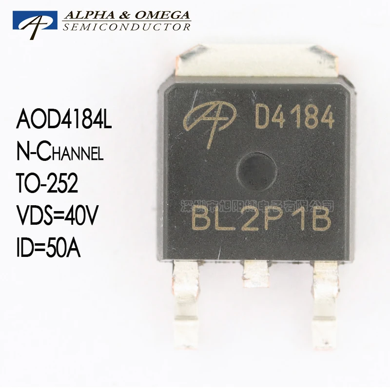 

AOD4184 MOS N Channel 40V50A TO-252 Diodes Field-Effect Transistor MOSFET Original D4184 5pcs