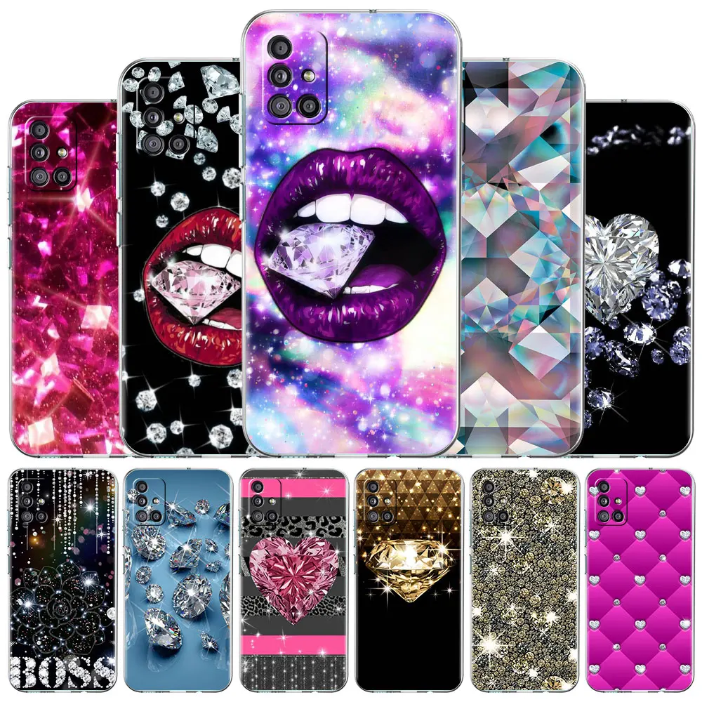 

Soft Case for Samsung Galaxy A52 4G 5G A51 A12 A32 A21s A22 A31 A50 A71 A53 A23 A13 A72 A41 A20e funda Luxury Fashion Diamonds