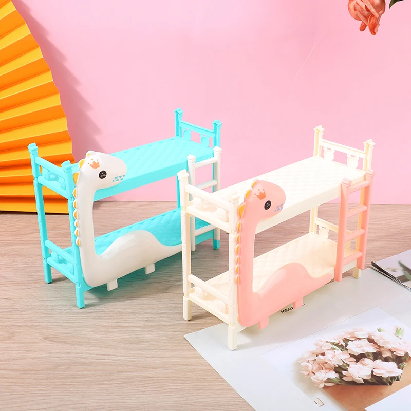 1Pcs Dollhouse Miniature Dinosaur Doll Bunk Bed Double Model DIY Scene Accessories