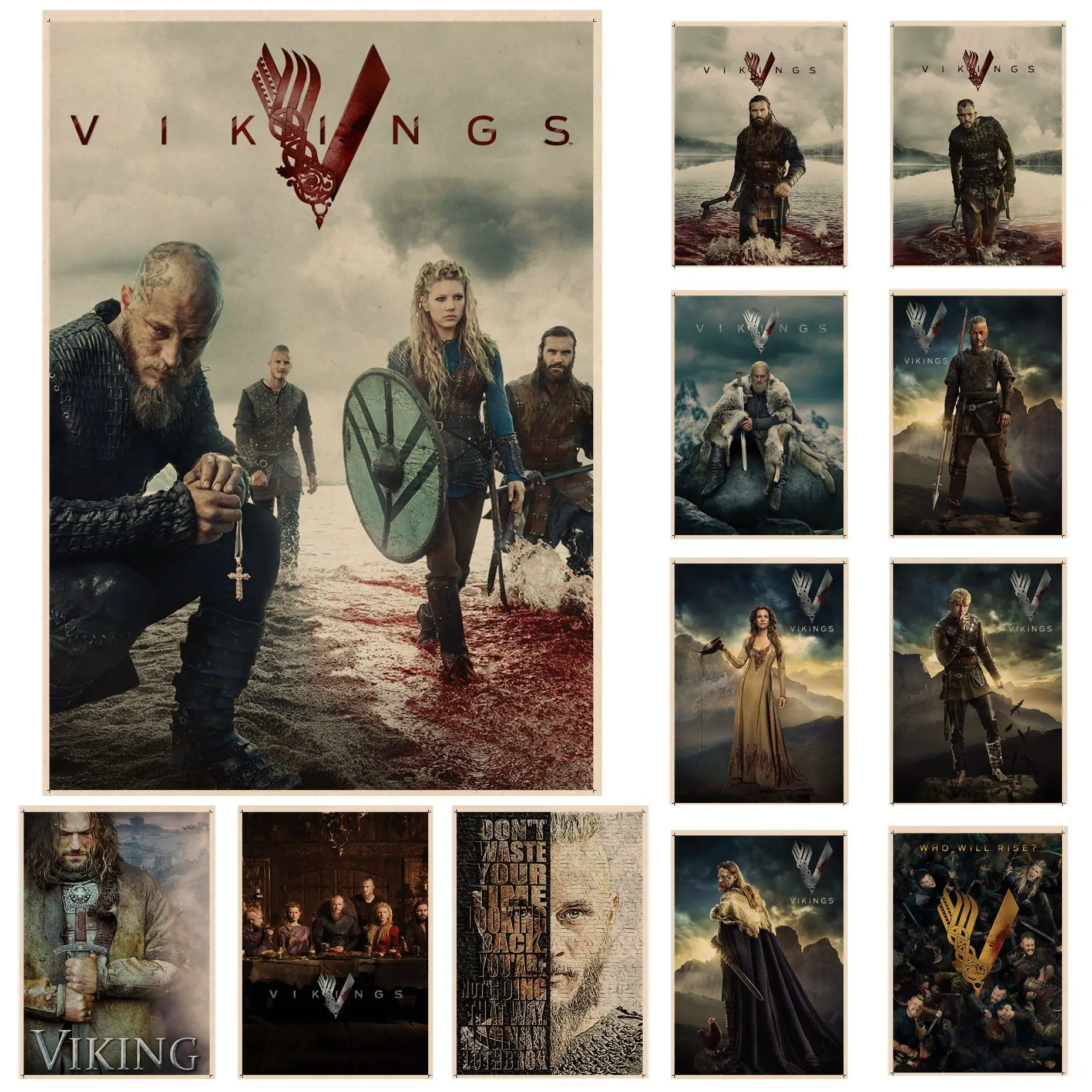 

Tv Show Vikings Good Quality Prints And Posters Kraft Paper Sticker DIY Room Bar Cafe Room Wall Decor