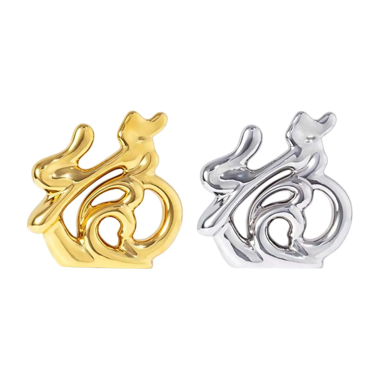 

Chinese Fu Statue Fu Figurine Ceramic Artwork Good Fortune Word Statue Fu Ornament for Bookshelf Home Desk Living Room Decor