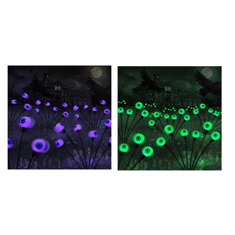 

SEWS-Halloween Decorations Outdoor Eyeball Lights, 4Pcs 8Leds Solar Pathway Lights Swaying By Wind For Garden Yard