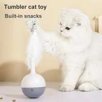 yokee funny smart cat toy automatic tumbler leakage food feather teaser balls cats toys for pet kitten puzzle interactive toy