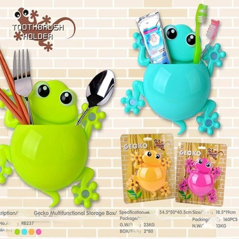 

Gecko Toothpaste Holders Cartoon Animal Sucker Toothbrush Rack Organizer Bathroom Hooks Tooth Brush Container Home Accessories