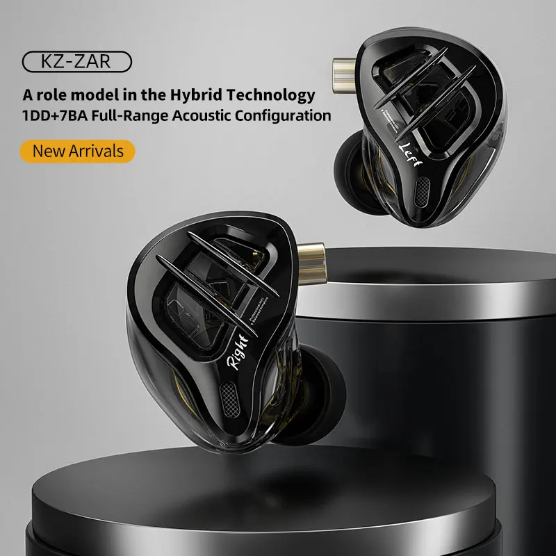 Фото KZ ZAR Гибридный драйвер-вкладыш Монитор 1DD + 7BA HiFi Наушники 2-контактные проводные наушники Музыкальные DJ-наушники Спортивные игровые наушники №2