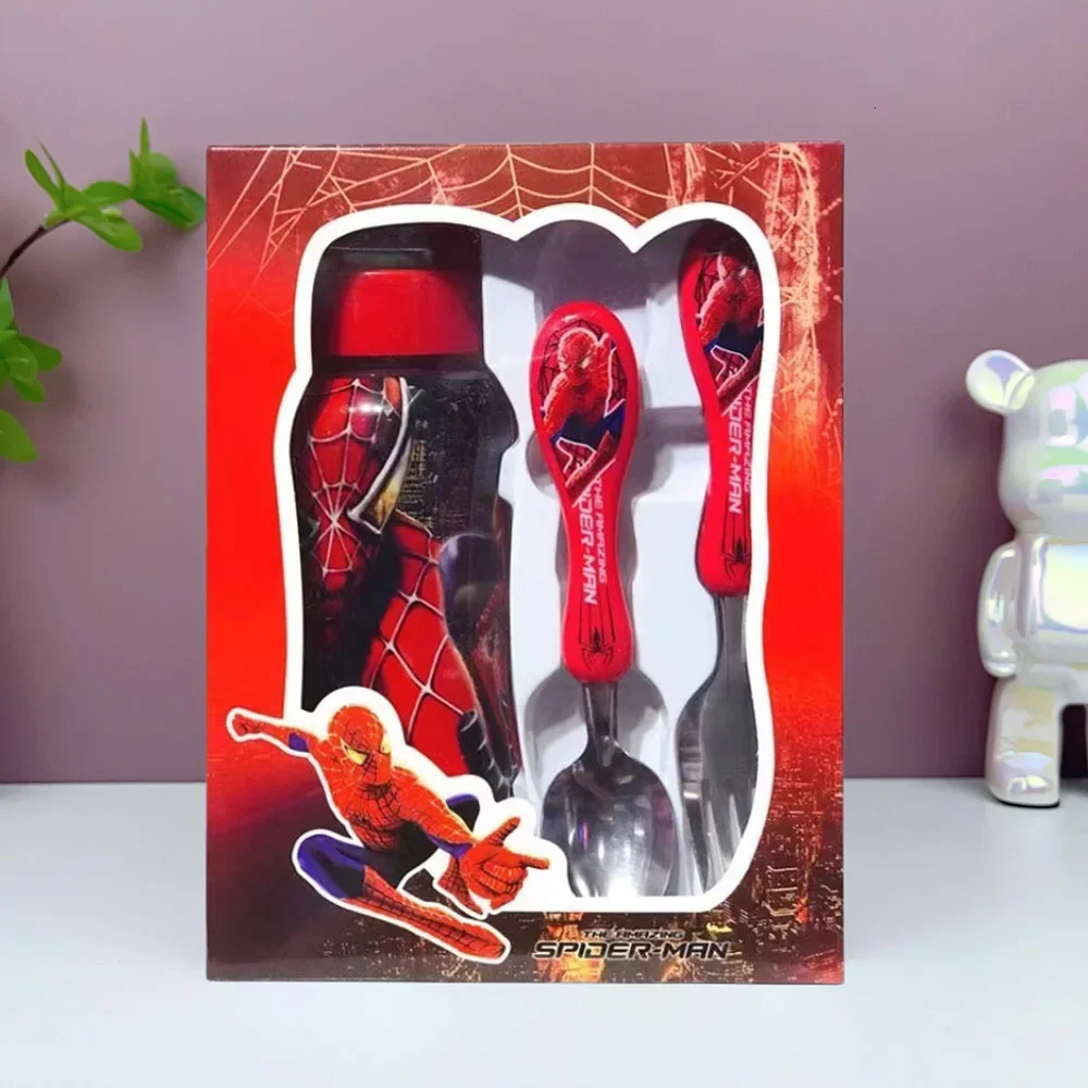 Набор посуды в стиле аниме Человек-паук 400 мл бутылка для воды вилка ложка 3