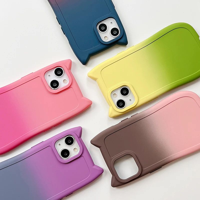 Чехол с градиентом цвета кошачьих ушей для Huawei Pura 70 Ultra P50 P60 Mate 40 50 60 Pro Nova 10 11 12 Honor