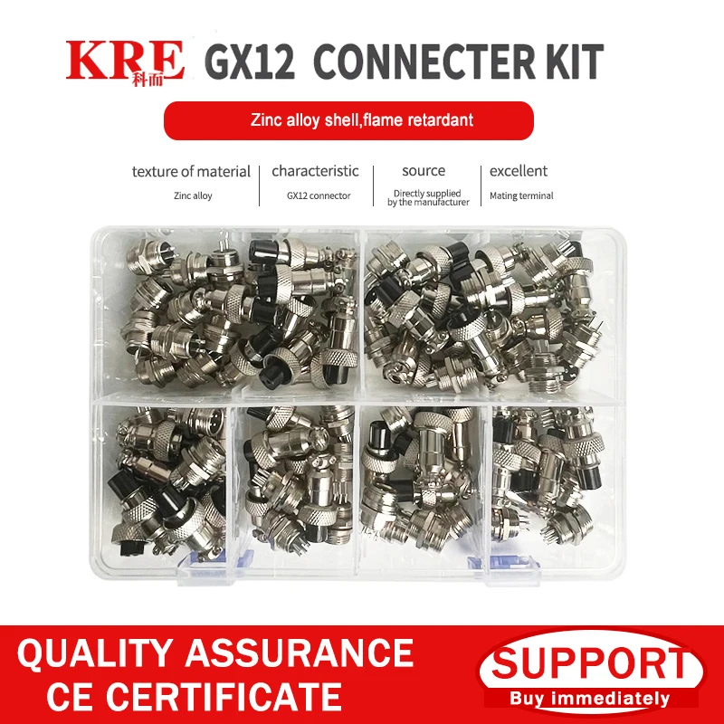 

KRE 1set GX12 KIT 2 3 4 5 6 7P Nut Type Male&Female Aviator Aviation Plug Socket Circular Electric Wire Panel Connector