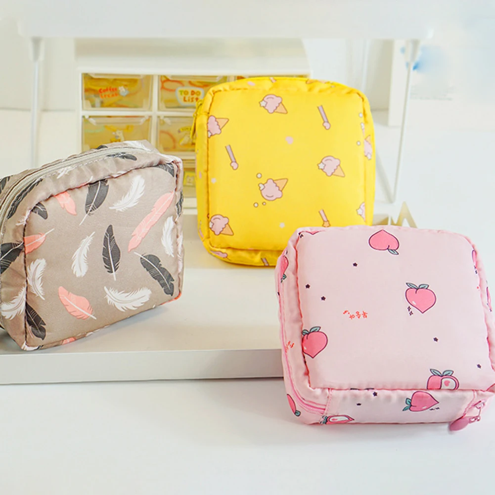 

Cute Sanitary Napkin Storage Bag Women Tampon Bags Credit Card Holder Pouch Napkin Towel Cosmetics Cotton Coin Purse Organizer