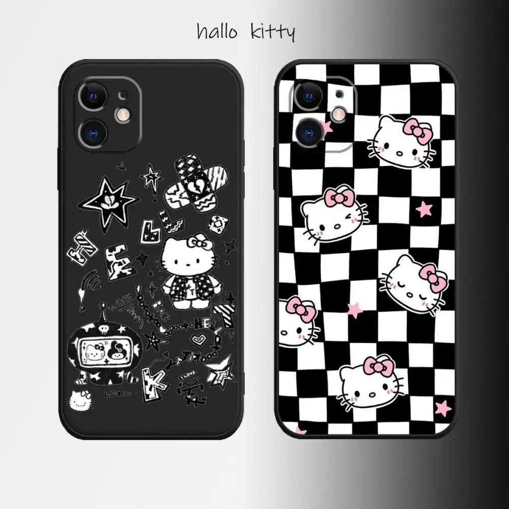 Мягкий чехол Kawaii Hello Kitty Темный стиль аниме для Iphone 13 11 12 Pro Max Xs X Xr милый
