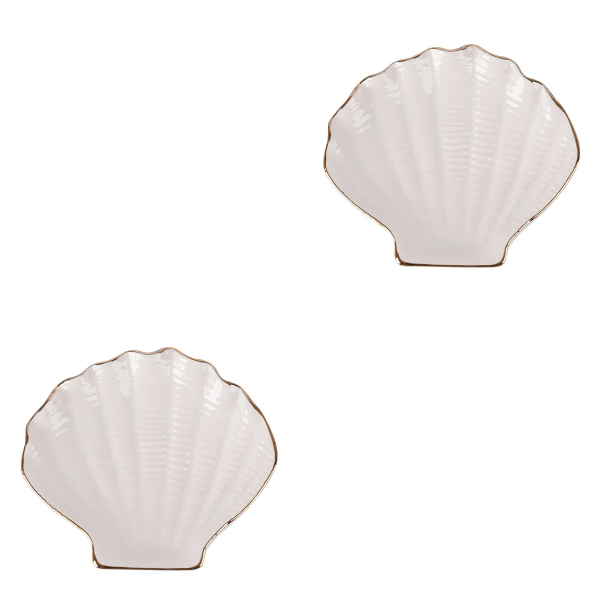 

2 Pieces Shell Jewelry Plate Storage Desktop Vanities Makeup Earrings Decorative Tray Ceramics Adornment Bride