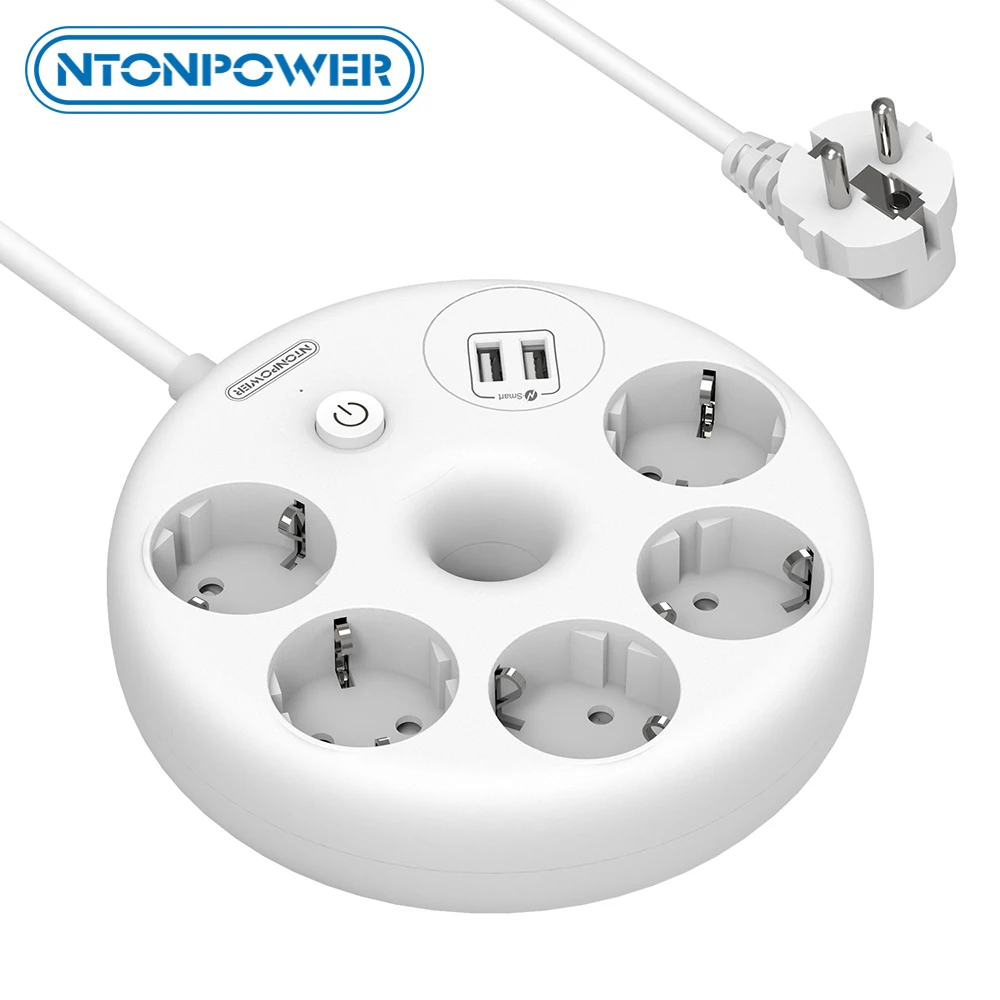

Сетевой удлинитель NTON, 5 розеток переменного тока, 2 USB-порта