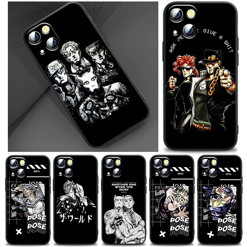 

JoJo's Bizarre Adventure Anime Cover For Apple iPhone 14 13 12 11 SE XS XR X 7 8 6 mini Plus Pro MAX 2020 Black Phone Case