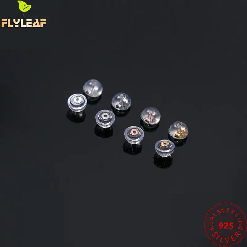 

20pcs 925 Sterling Silver Half Circle Silicone Studs Earring Back Plug Settings Base Diy Jewelry Making Findings