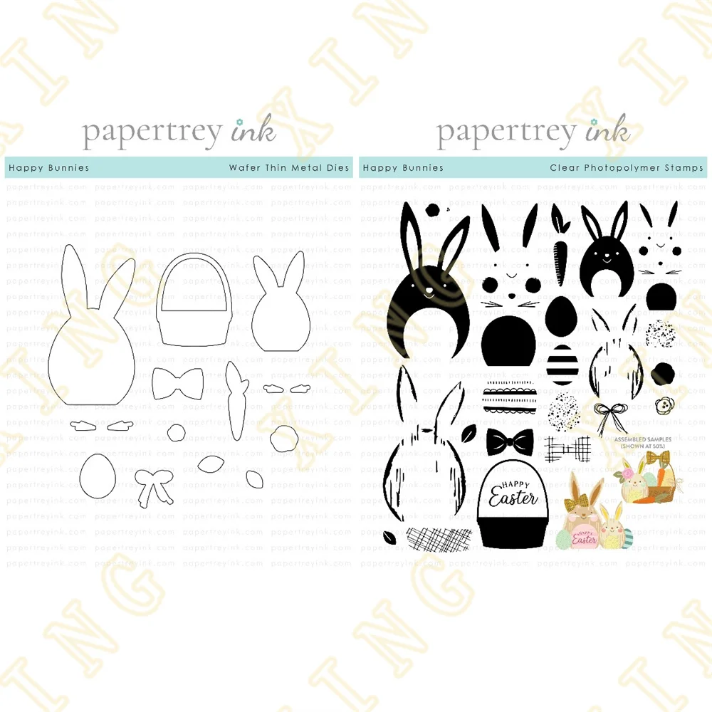 

Easter Bunnies Metal Cutting Dies Clear Stamps Scrapbook Diary Secoration Embossing Stencil Template Diy Greeting Card Handmade