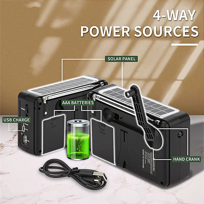 

Portable Mini DAB/FM Radio Solar Hand Crank Radio Bluetooth Speaker Emergency Radio with Flashlight-B