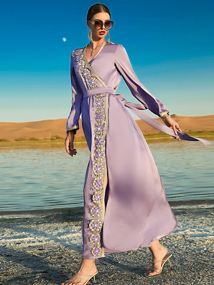 Autumn Women Muslim Abaya Dress Palace India Abayas Diamond Dubai Turkey Islam Morocco Kaftan Robe Longue Vestidos Largos 2022