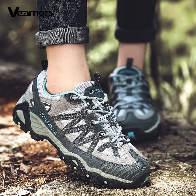 JIEMIAO High Quality Non-Slip Men and Women Hiking Shoes Mesh Breathable Tactical Climbing Trekking Shoes Unisex Outdoor Sneaker