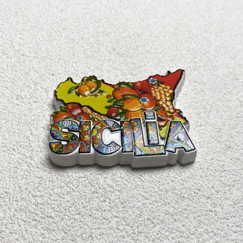 Сувениры для сицилий и туризма. Карта товаров украшения дома фруктовые 3D-магниты