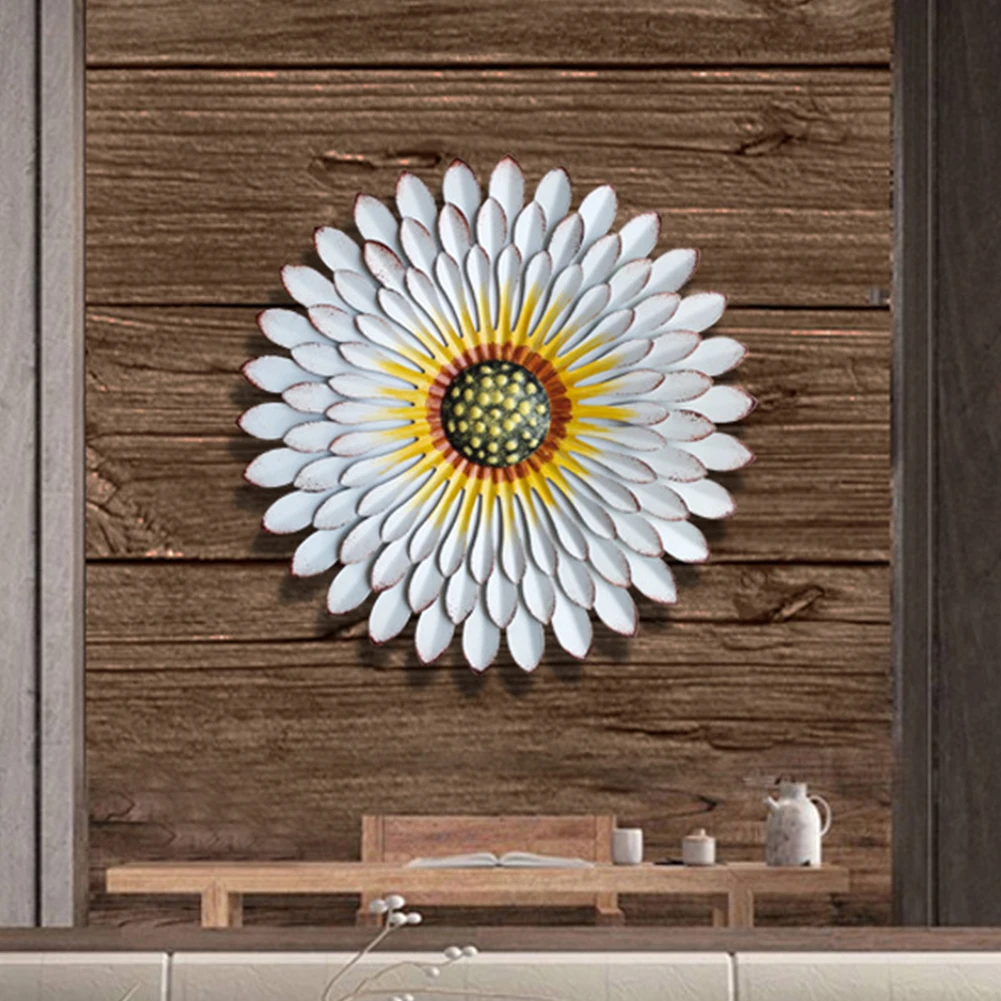 

Garden Hanging Indoor Outdoor Bedroom Wall Decor Sculptures Multiple Layer Patio Metal Flower Home Office Chrysanthemum Shape