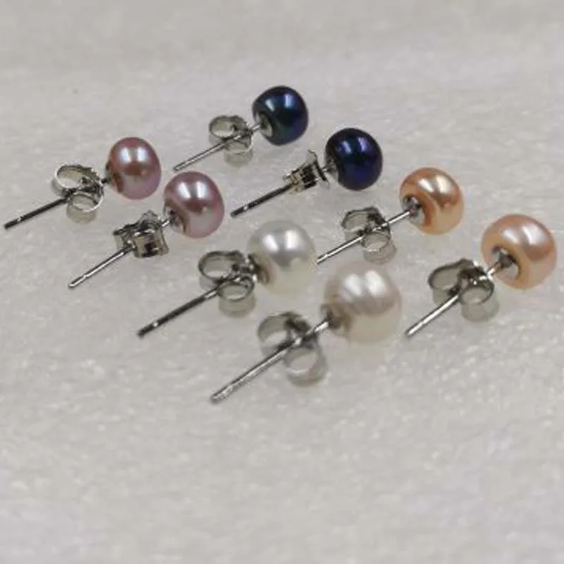 

Женские серьги-гвоздики с пресноводным жемчугом, 4 пары, 6-7 мм