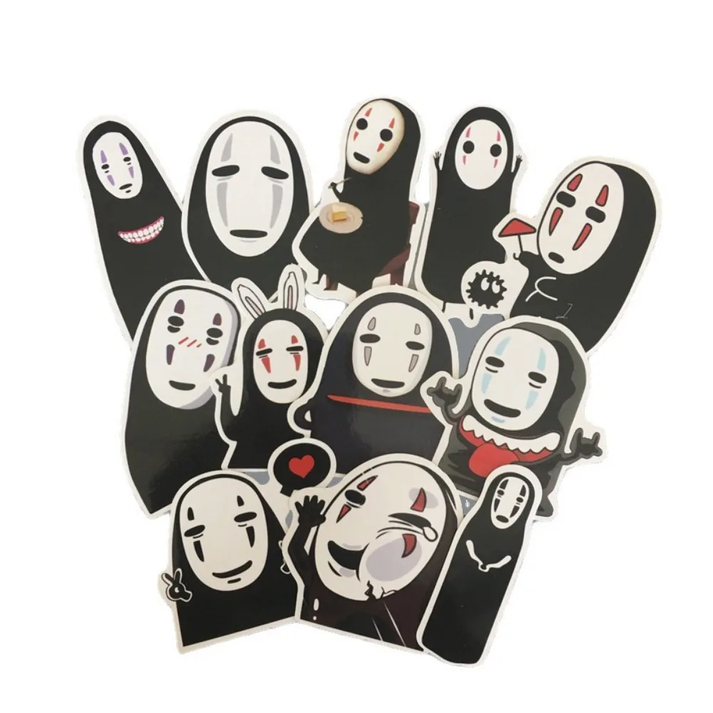 

12Pcs No Face Man Spirited Away Stickers For Snowboard Laptop Luggage Car Fridge DIY Styling Vinyl Home Decor Pegatina