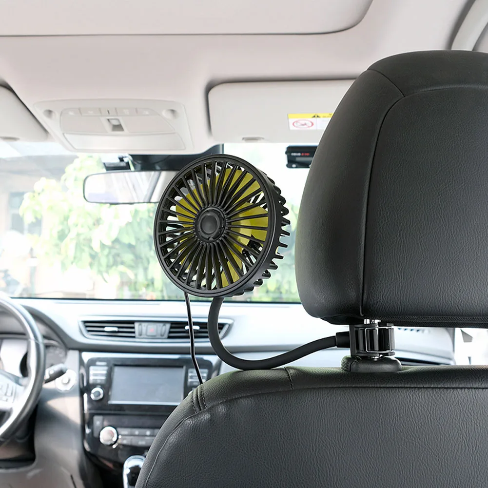 

360-Degree Free Adjustable Car Fan Universal USB Car Cooling Fan Dashboard/Back Seat 3-Speed Auto Air Cooler For Summer