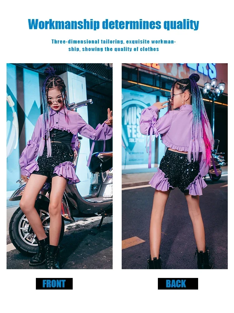 Наряд в стиле хип-хоп джазовые костюмы танцевальная одежда брюки K-POP блестящая с