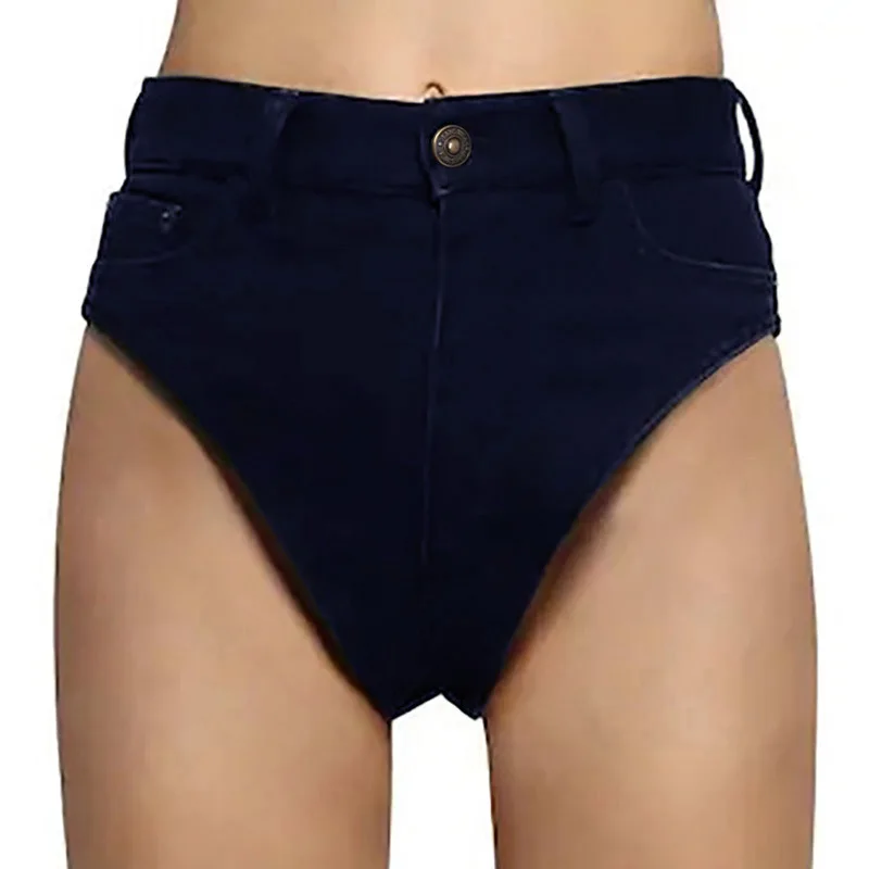 Summer Streetwear Ladies High Waist Sexy Denim Ultra Shorts Female Mini Triangle Mujer Tight Fit Zipper Shorts Women Clothing