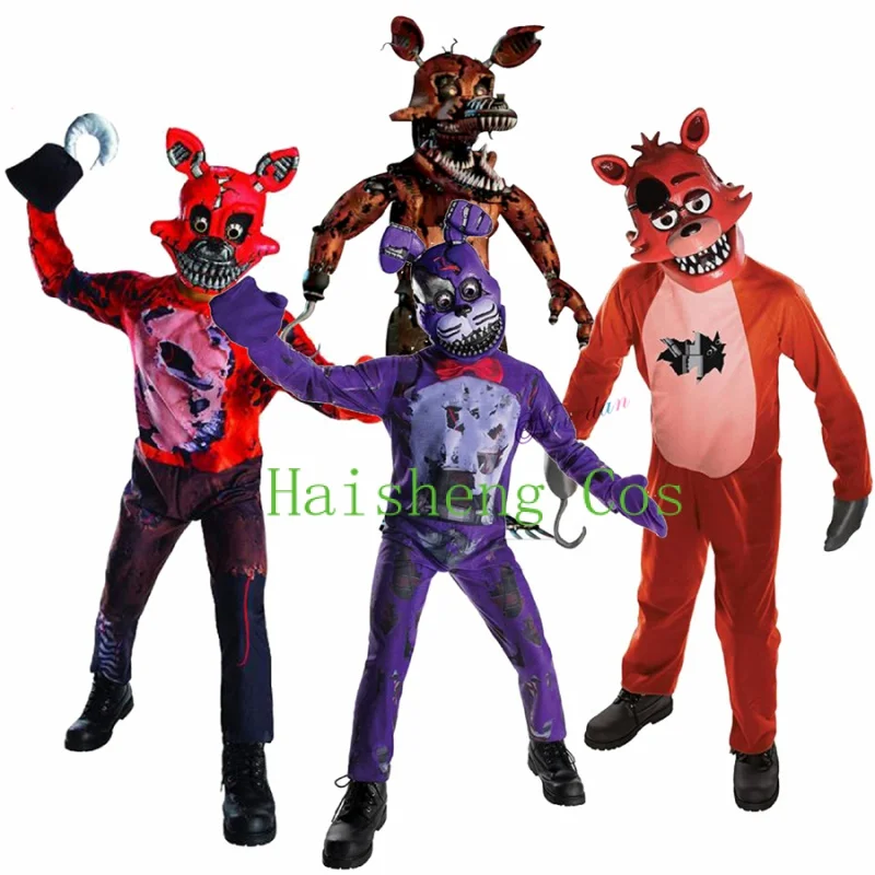 Fnaf Freddy Costume Kids Child Fredy Superhero Boys Girls Funny Party Cosplay Halloween Carnival Suit Jumpsuit
