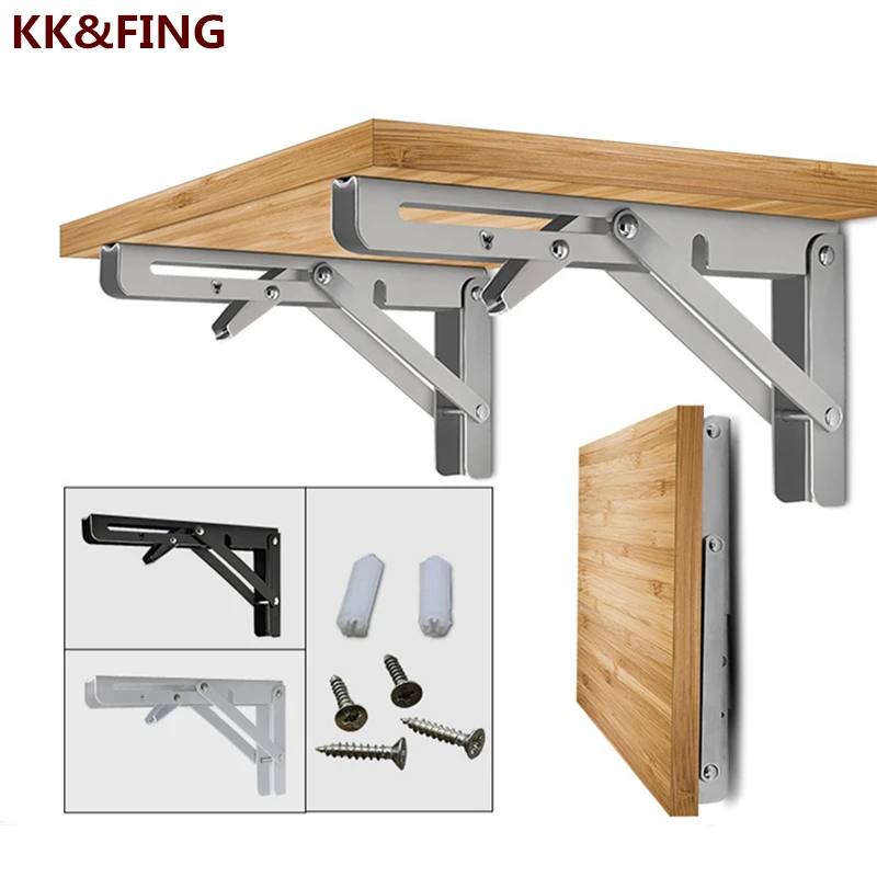 

KK&FING 2Pcs/Set Stainless Steel Triangle Shelf Bracket Wall Shelf Bracket Triangle Bracket Partition Billy Folding Bracket