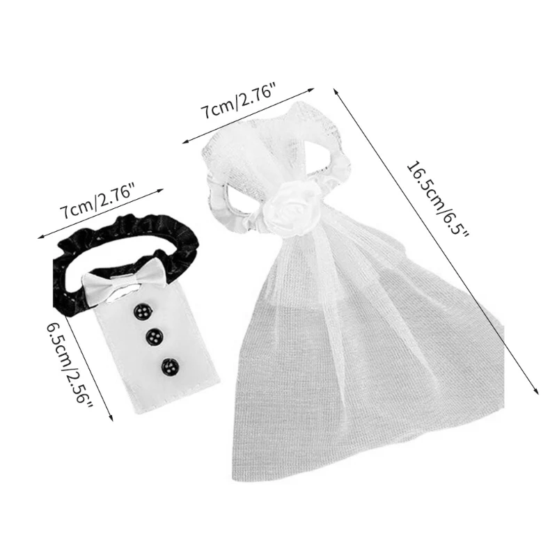 Свадебный набор бокалов для шампанского невесты и жениха черно-белое платье