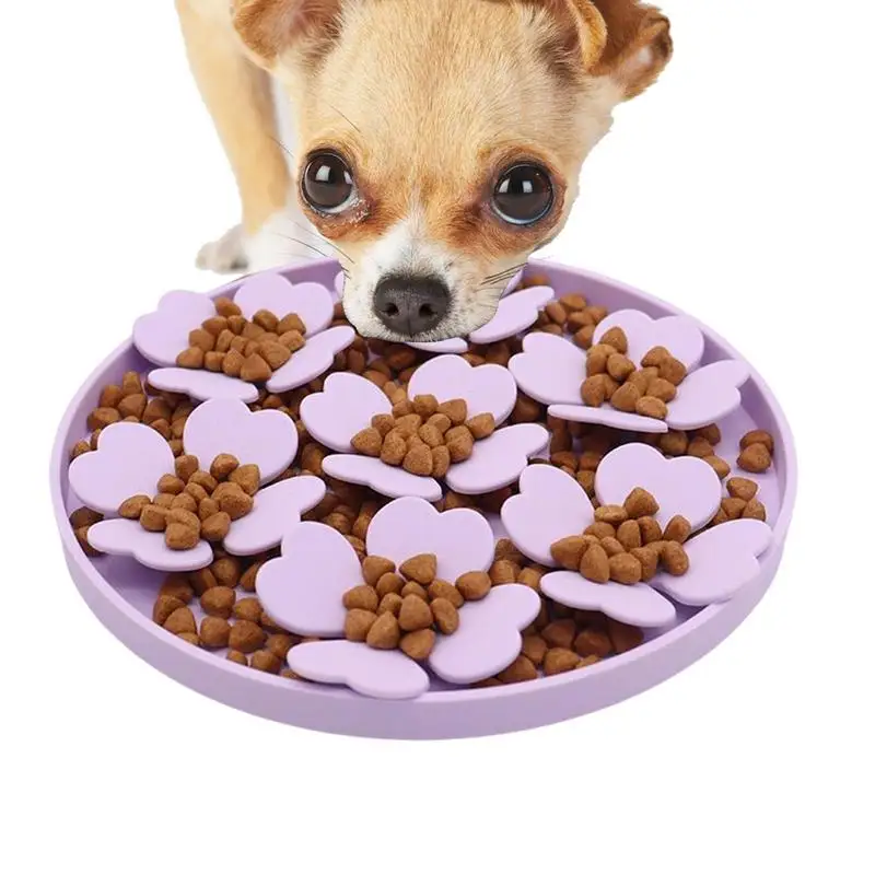 

Dog Lick Pad Peanut Butter Slow Feeder Bowl Puzzle Feeder With Suction Cup Raised Flower Design For Water Yogurt Wet Or Dry Food