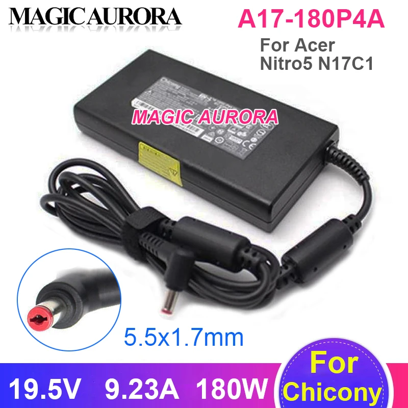 Genuine CHICONY A17-180P4A 180W Charger 19.5V 9.23A Adapter For ACER NITRO AN515-55 PREDATOR TRITON 300 SE GAMING PT314-51S-71UU