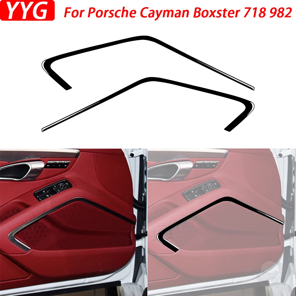 

For Porsche Cayman Boxster 718 982 2016-2022 Piano Black Door Panel Decorative Strip Car Interior Decoration Accessories Sticker