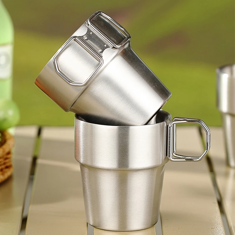 

1Pcs Stainless Steel Cup Stackable Coffee Cup Outdoor Drinkware Water Cup Beer Mug Camping Mug for Picnic Bbq Backpacking