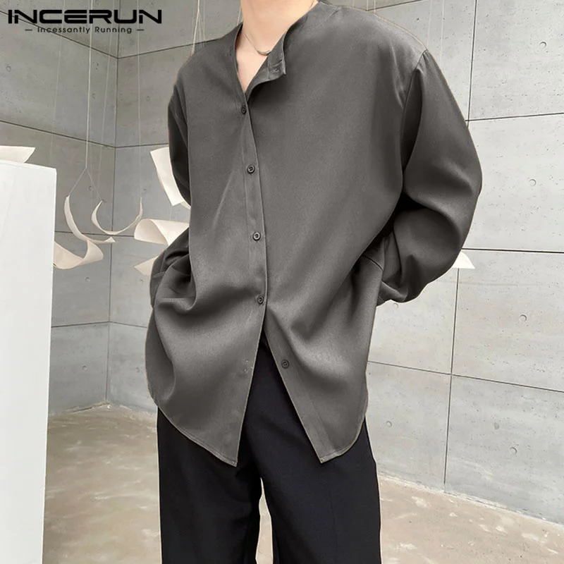 

2023 Men Shirt Solid Color Streetwear Long Sleeve Button Up Fashion Men Clothing Loose Korean Style Casual Shirts S-5XL INCERUN