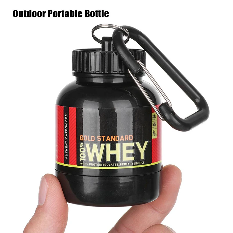 

Mini Portable Protein Powder Bottles with Keychain Health Funnel Medicine Bottle Small Water Cup Outdoor Sport Storage 1pcs