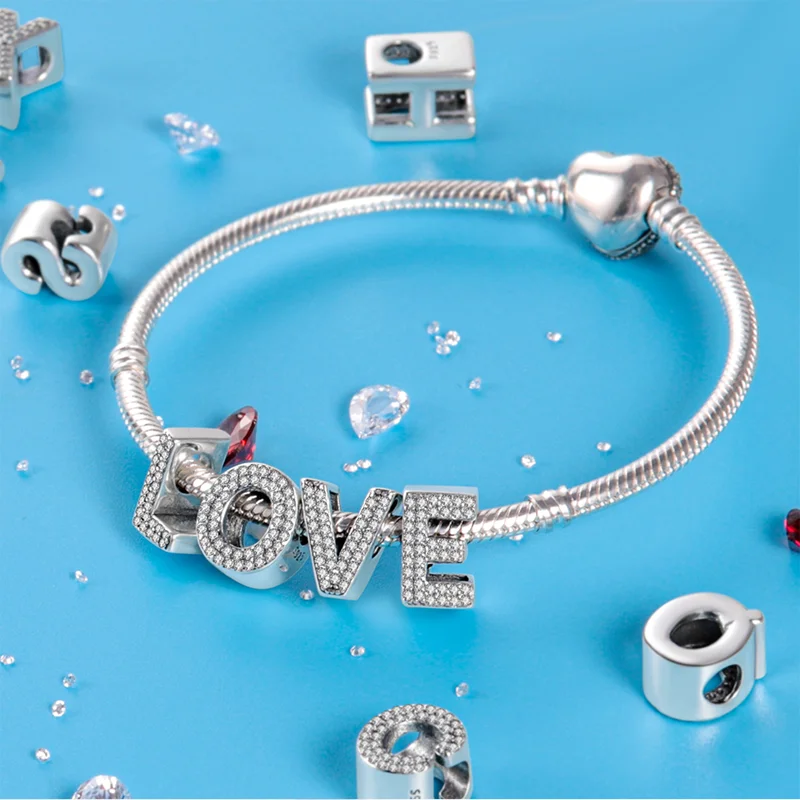 

HOT Silver Color 26 Letter Charms Pendant Beads Suitable for 925 Pandora Bracelet And Bangle DIY Accessories