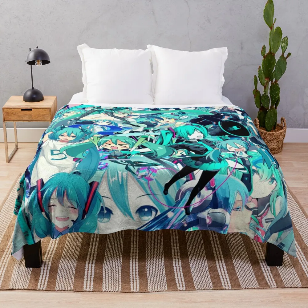 

Одеяло с шерпой в стиле аниме Miku, пушистое, теплое