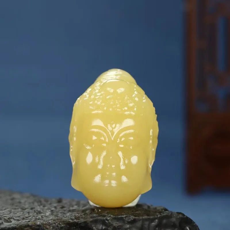 

Hot Selling Natural Hand-carve Jade Beige Buddha Head Necklace Pendant Plaything Fashion Jewelry Accessories Men Women LuckGifts