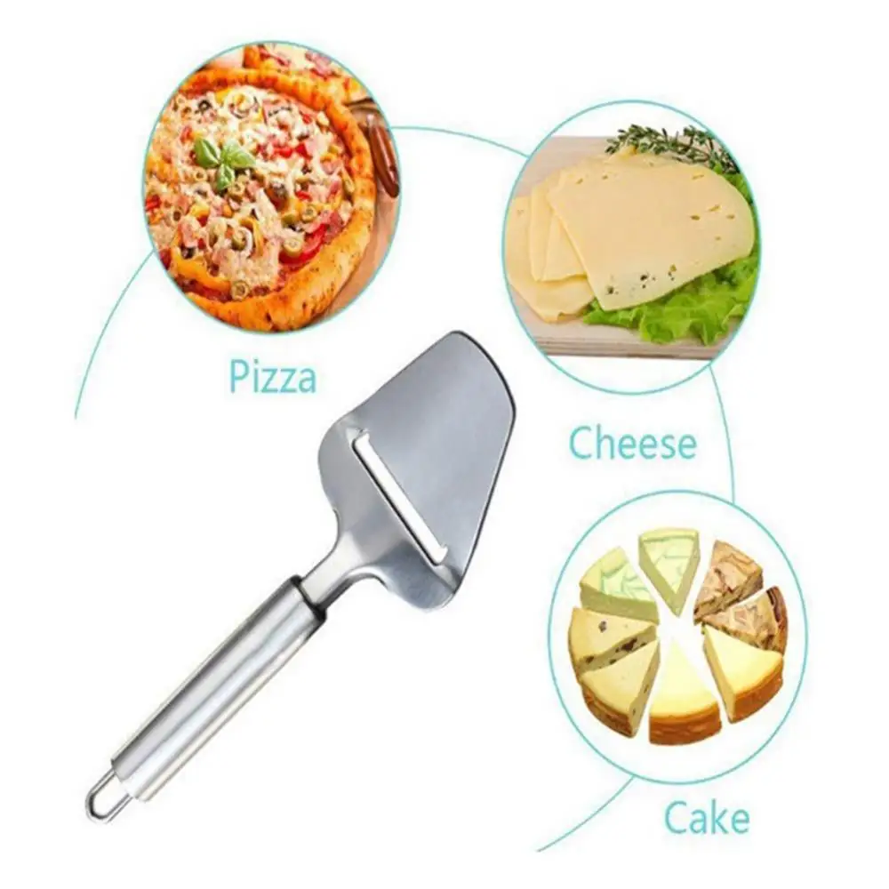

Прочный серебристый нож для нарезки сыра, слайсер для масла, резак для сыра, нержавеющая сталь, пицца, торта, брикет, портативная овощечистка