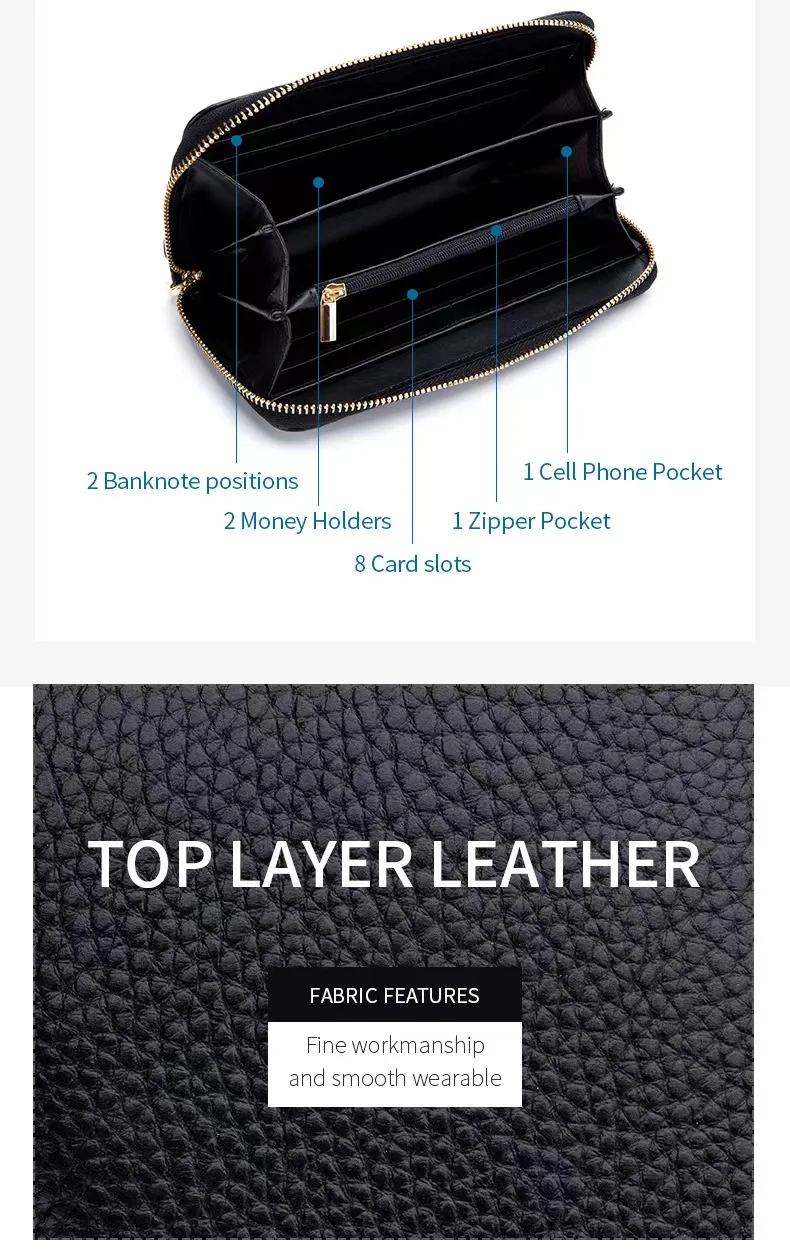 New European And American Fashion High-Quality Leather With Fringes Long Men's And Women's Wallet Multifunctional Card Bag